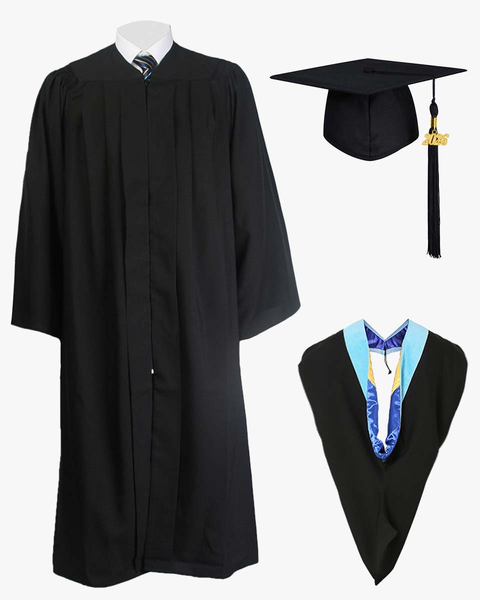 Deluxe Bachelor Graduation Cap Gown Hood Package