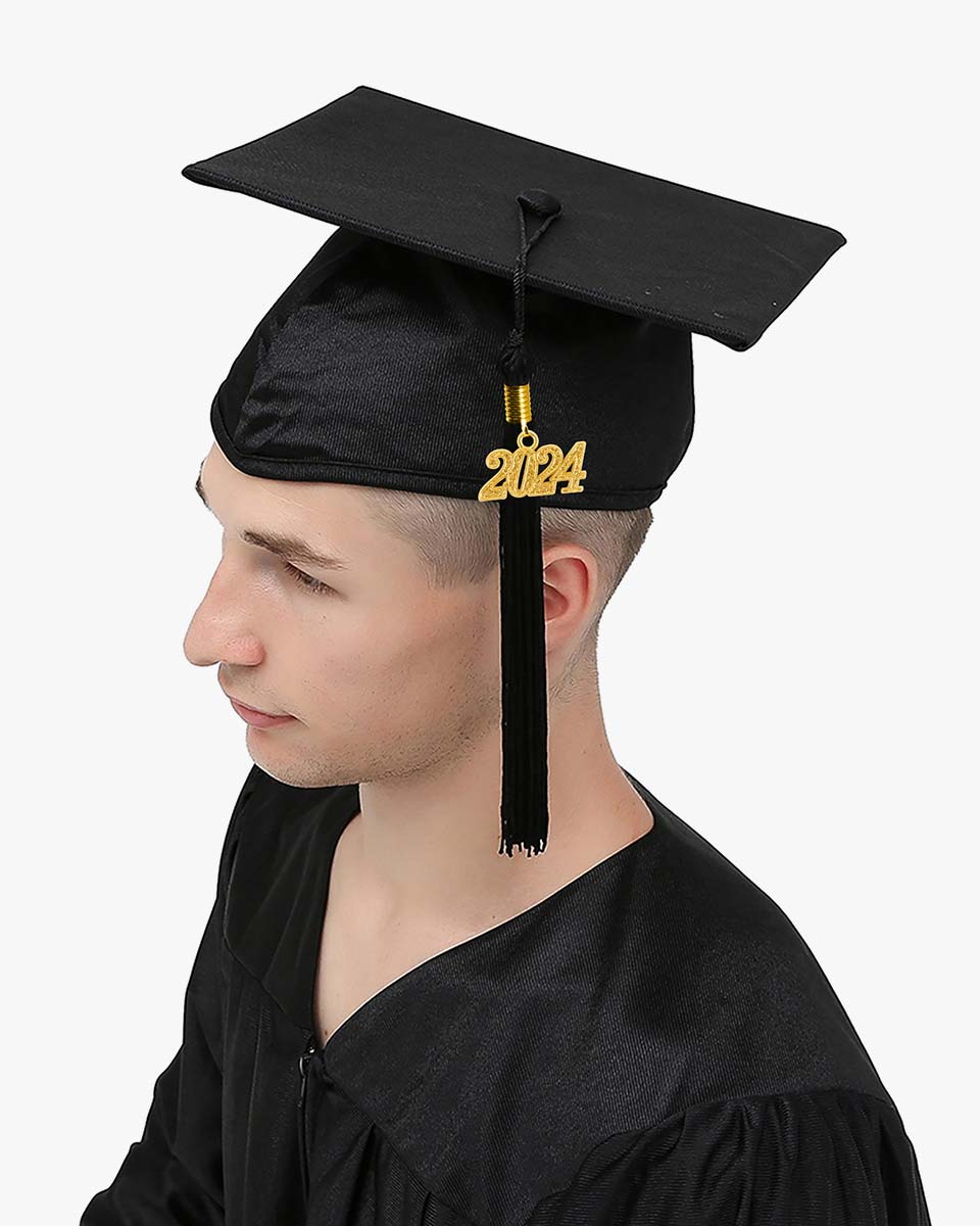High School Shiny Adult Graduation Cap with Tassel-12 Colors Available