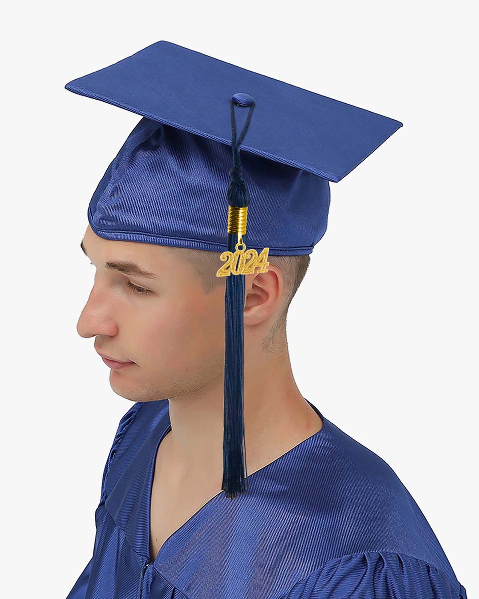 High School Shiny Adult Graduation Cap with Tassel-12 Colors Available
