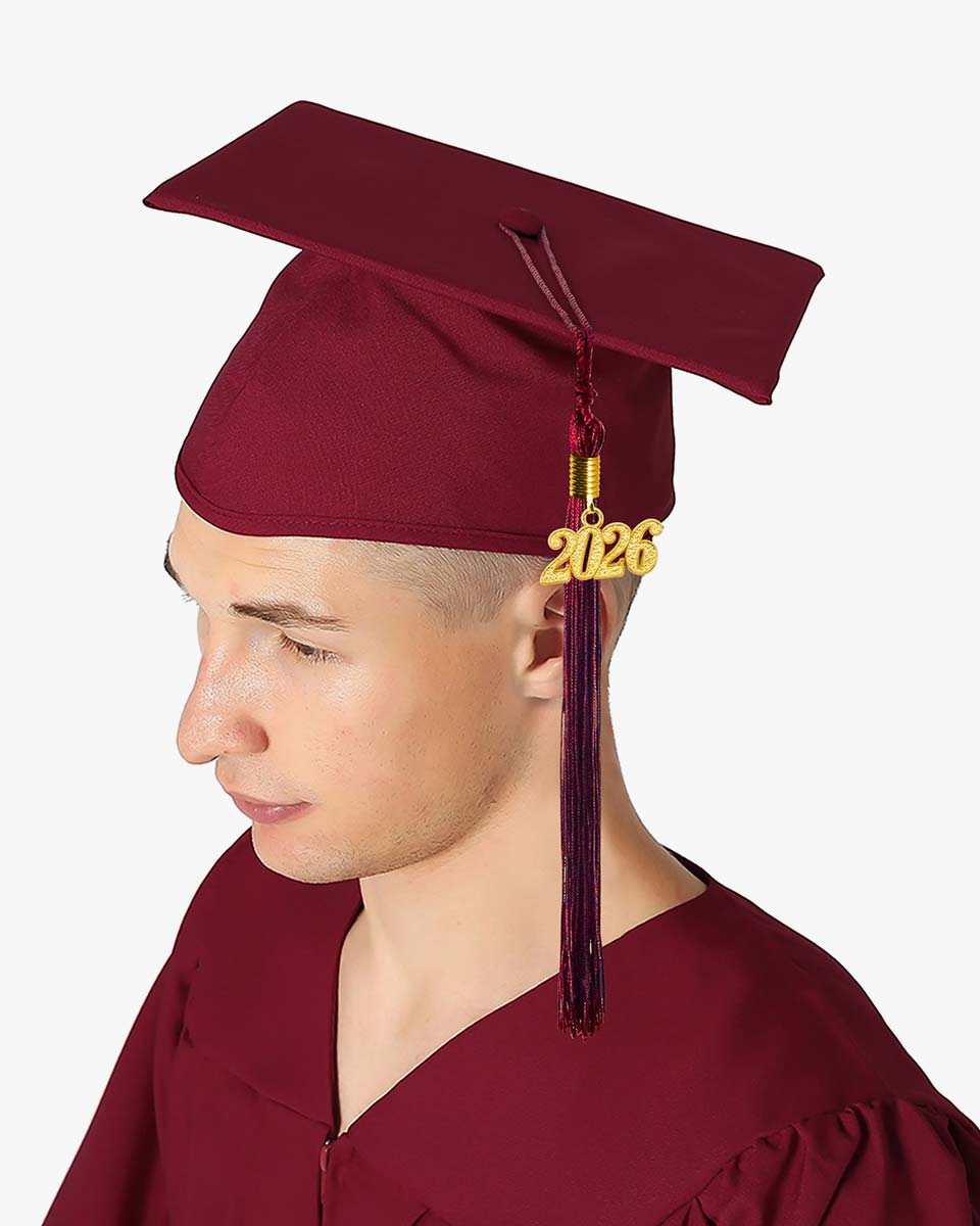 High School Matte Adult Graduation Cap with Tassel - 12 Colors Available