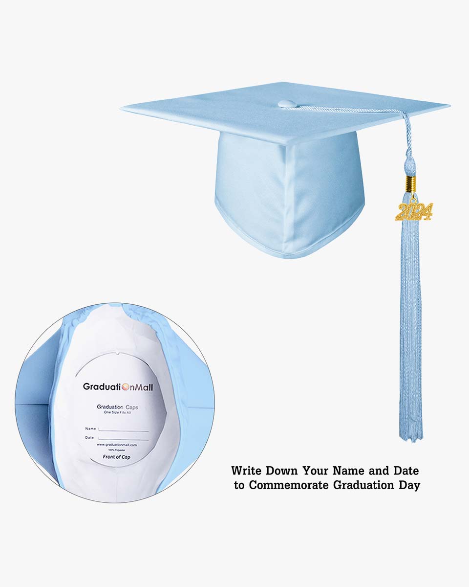 High School Matte Adult Graduation Cap with Tassel-12 Colors Available