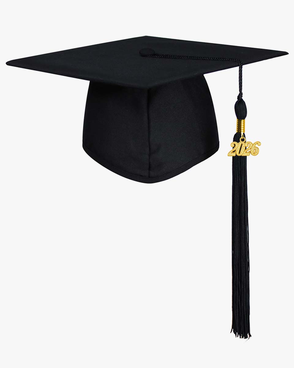 Matte Kindergarten Graduation Cap with Tassel-12 Colors Available Black