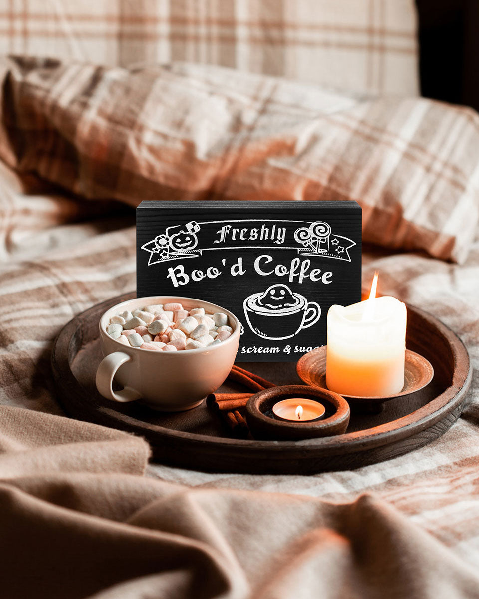 Coffee Sign for Halloween Gothic Vintage Spooky Kitchen Table Decor