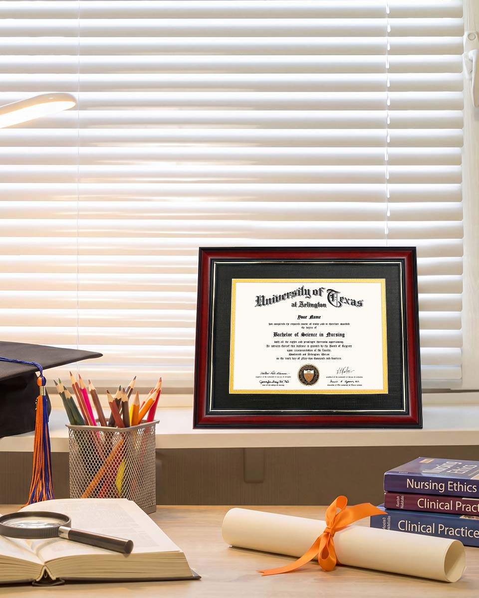 Graduation Certificate Real Wood Frame with Gold Trim 6*8 / 8*10