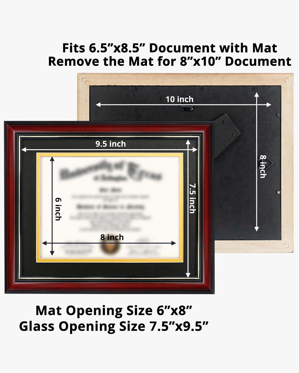Graduation Certificate Real Wood Frame with Gold Trim 6*8 / 8*10