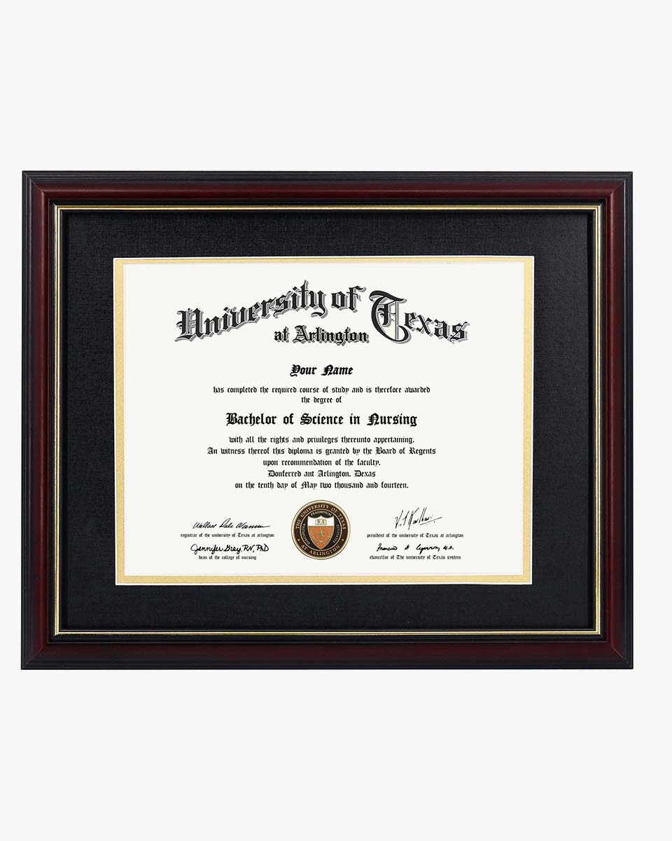 Certificate Documents Frame Real Wood with Gold Trim for 8.5"*11" - 8 Colors Available