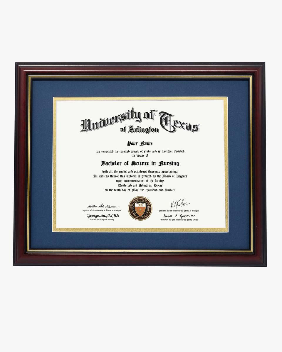 Certificate Documents Frame Real Wood with Gold Trim for 8.5"*11" - 8 Colors Available
