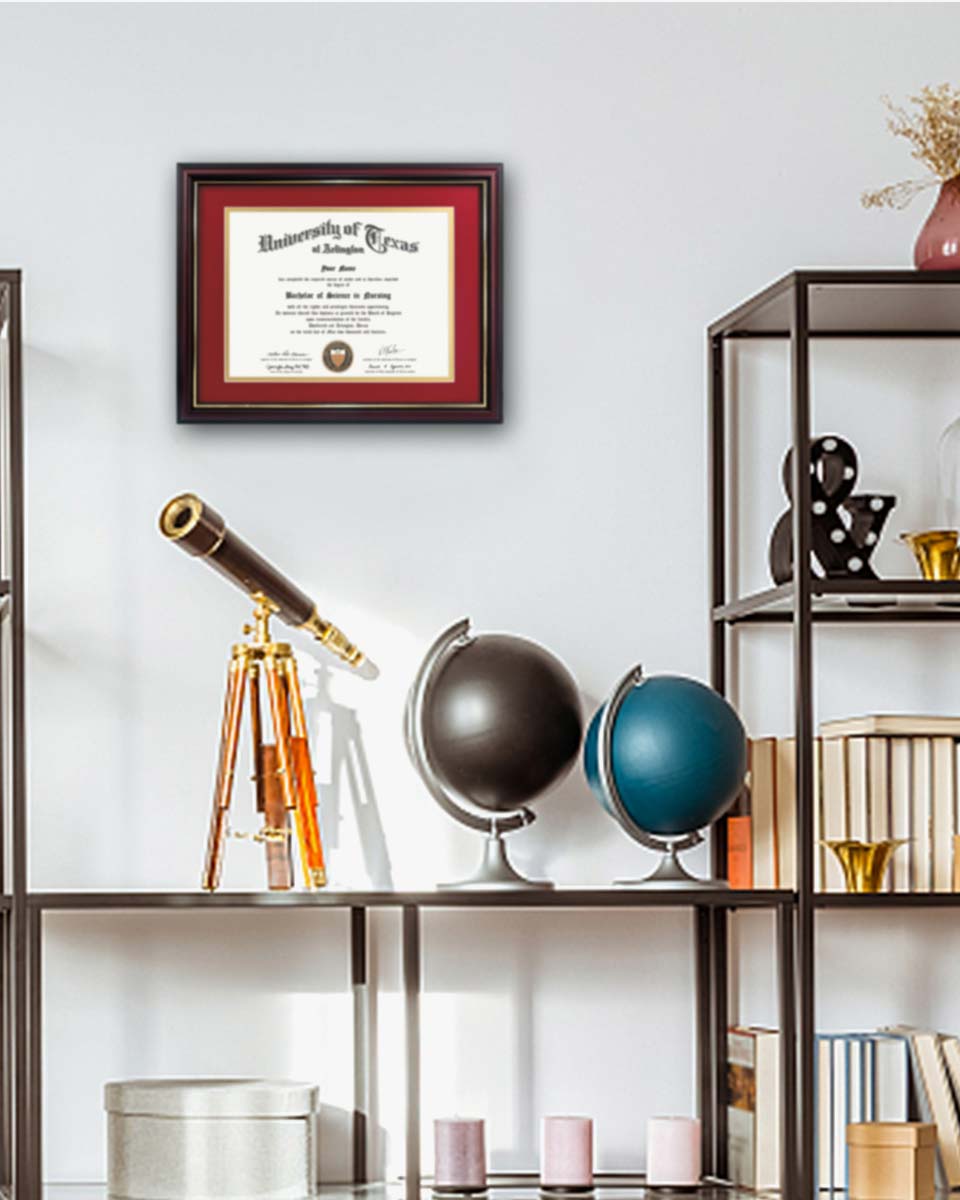 Certificate Documents Frame Real Wood with Gold Trim for 8.5"*11" - 8 Colors Available