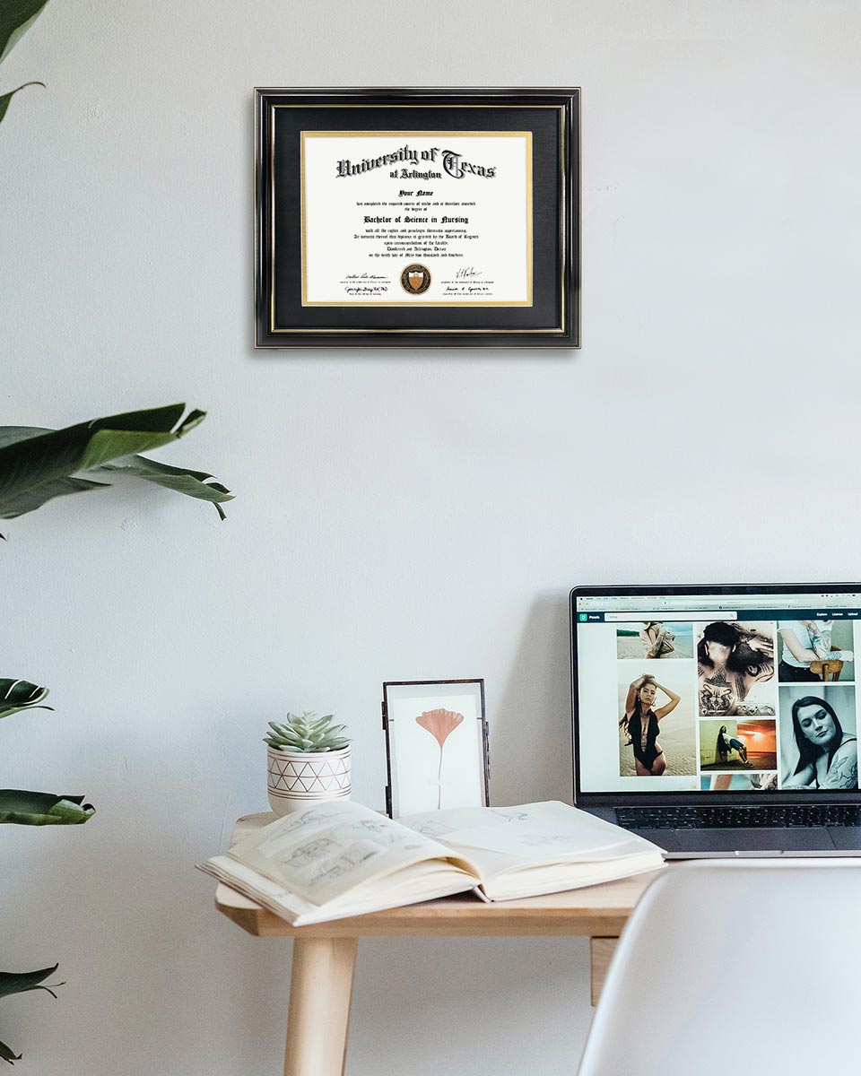 Certificate Documents Frame Real Wood with Gold Trim for 8.5"*11" - 8 Colors Available