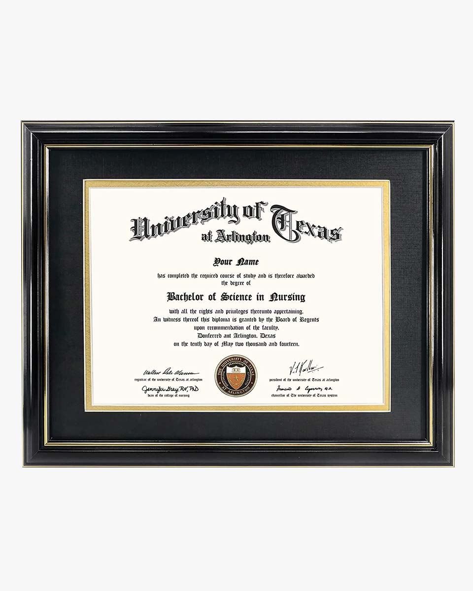 Certificate Documents Frame Real Wood with Gold Trim for 8.5"*11" - 8 Colors Available