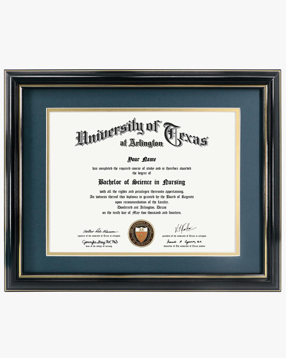Certificate Documents Frame Real Wood with Gold Trim for 8.5"*11" - 8 Colors Available