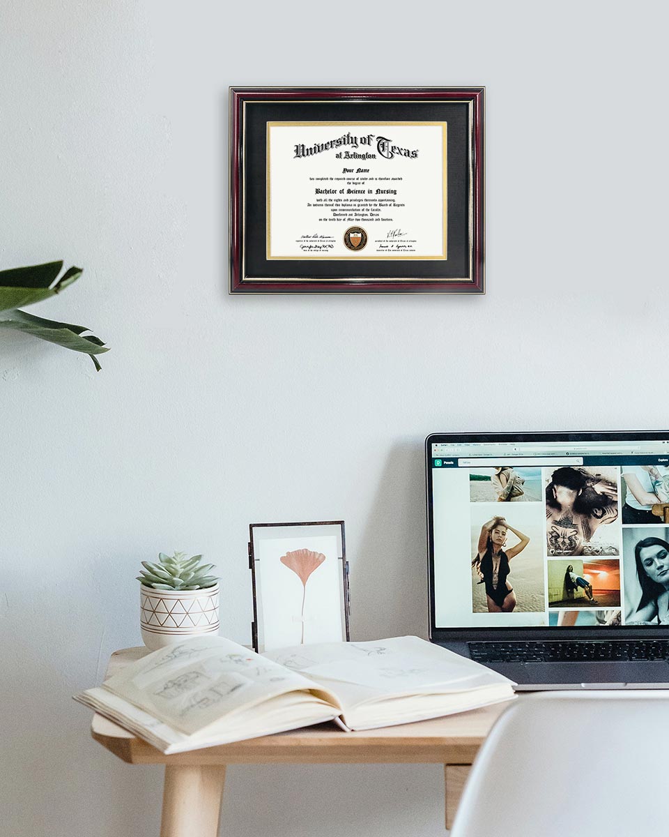 Certificate Documents Frame Real Wood with Gold Trim for 8.5"*11" - 8 Colors Available
