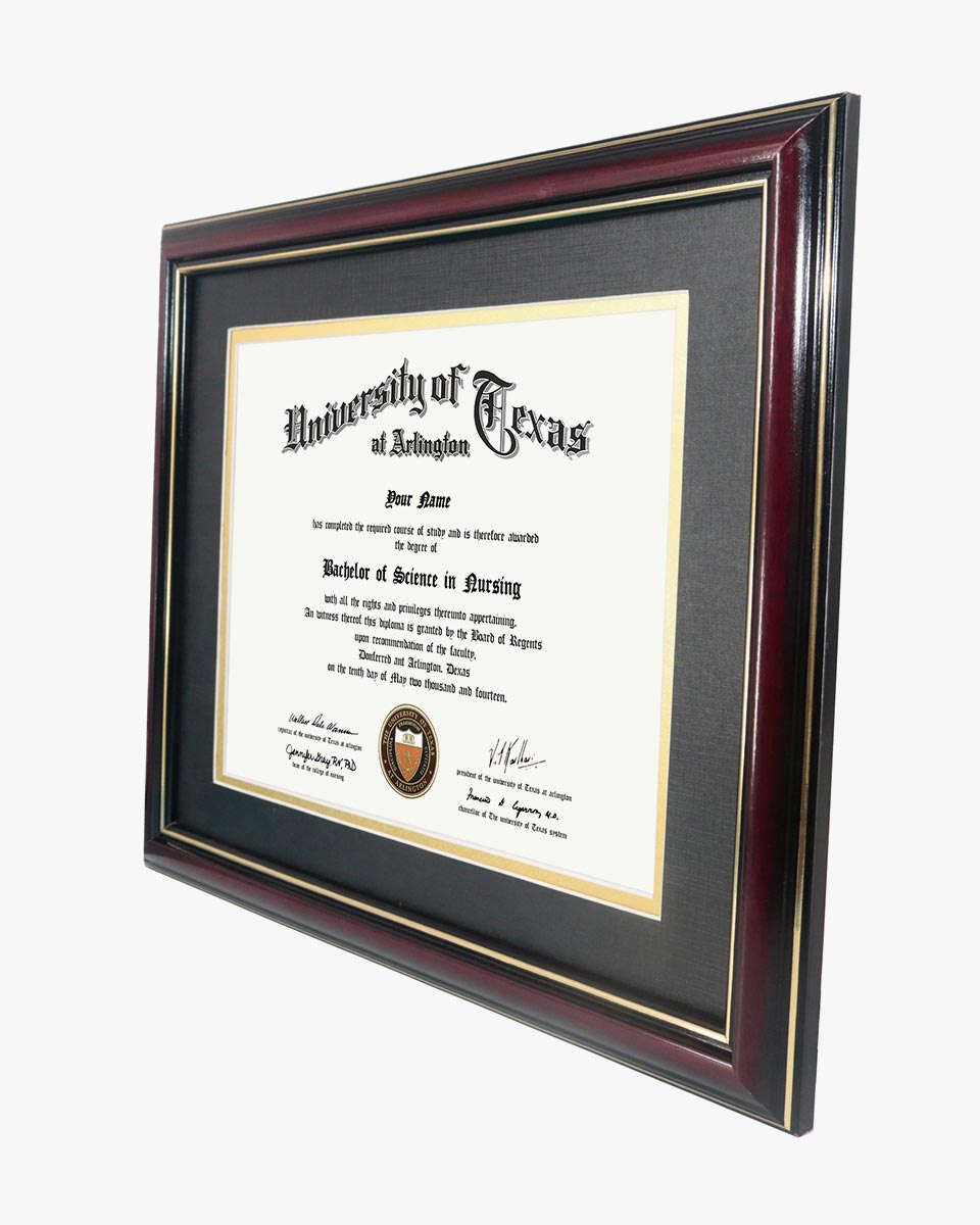 Certificate Documents Frame Real Wood with Gold Trim for 8.5"*11" - 8 Colors Available