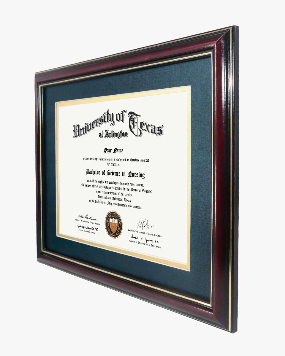 Certificate Documents Frame Real Wood with Gold Trim for 8.5"*11" - 8 Colors Available