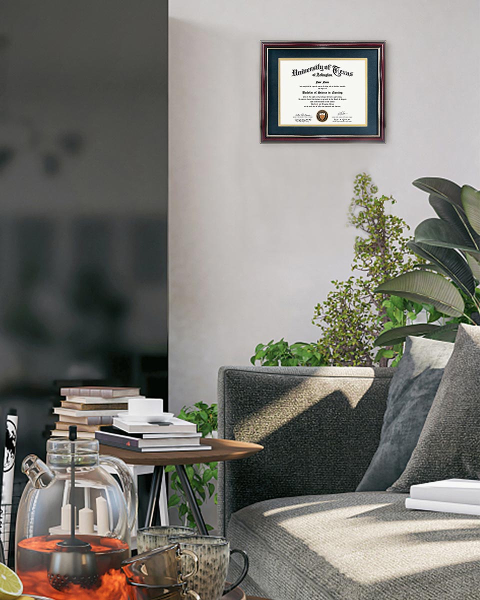 Certificate Documents Frame Real Wood with Gold Trim for 8.5"*11" - 8 Colors Available