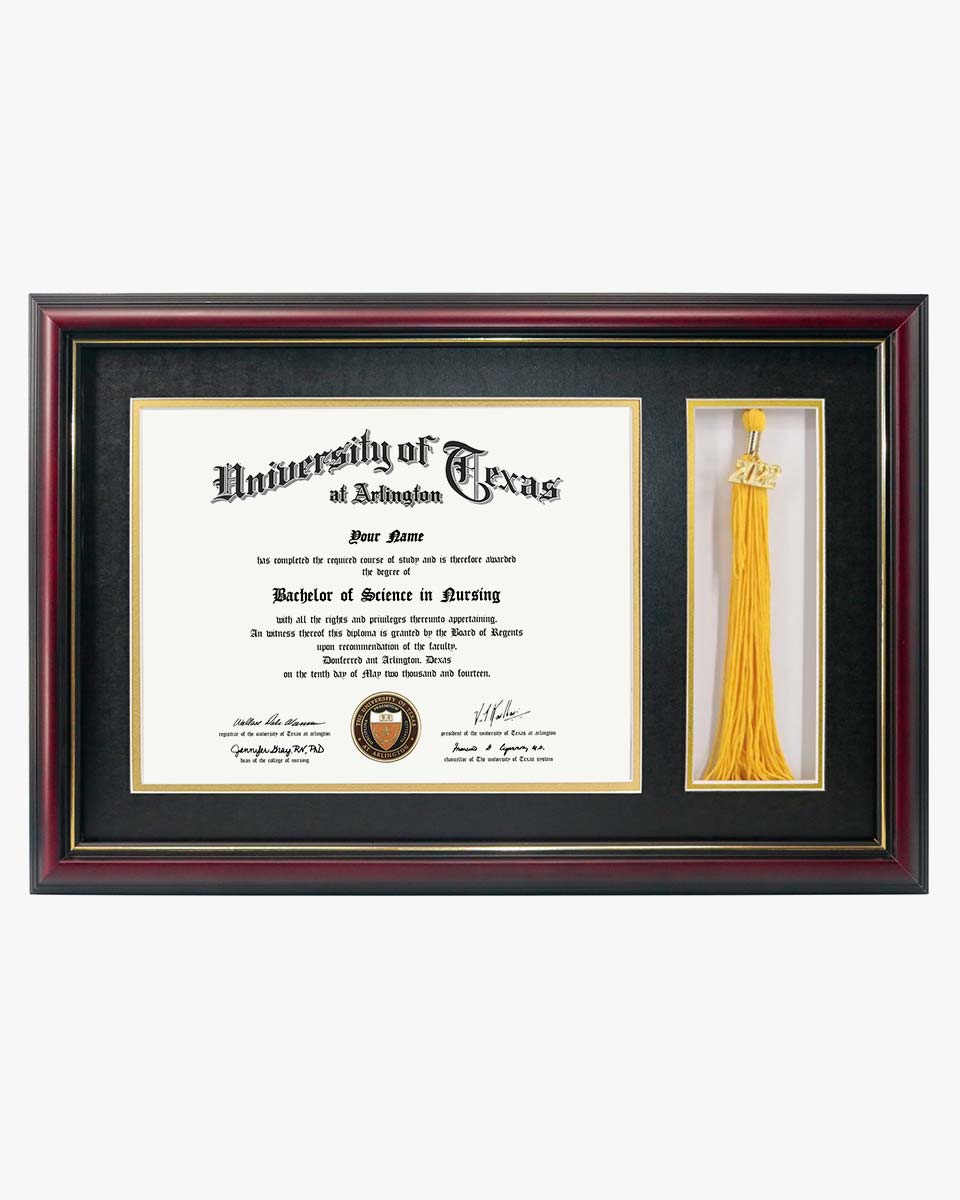 Solid Wood Diploma Frame with Tassel Holder for 8.5x11 Certificate - 4 Colors Available