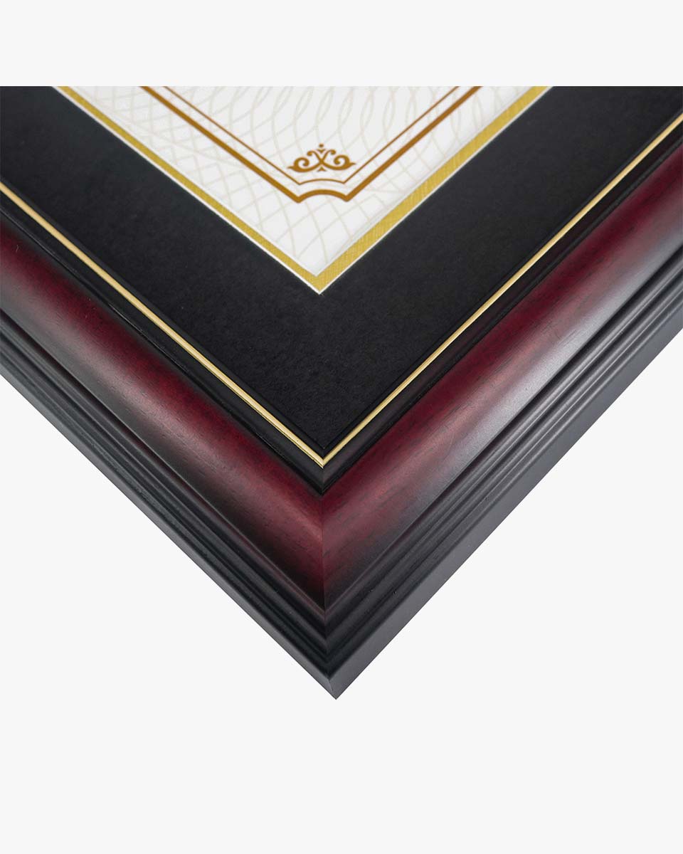 Double Certificate Documents Frame Real Wood with Gold Trim for 8.5"*11 - 4 Colors Available