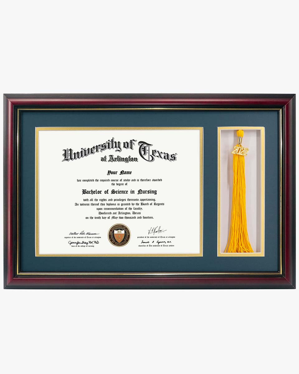 Solid Wood Diploma Frame with Tassel Holder for 8.5x11 Certificate - 4 Colors Available