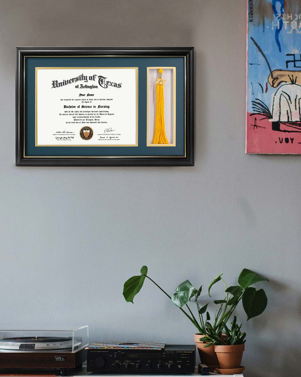 Solid Wood Diploma Frame with Tassel Holder for 8.5x11 Certificate - 4 Colors Available
