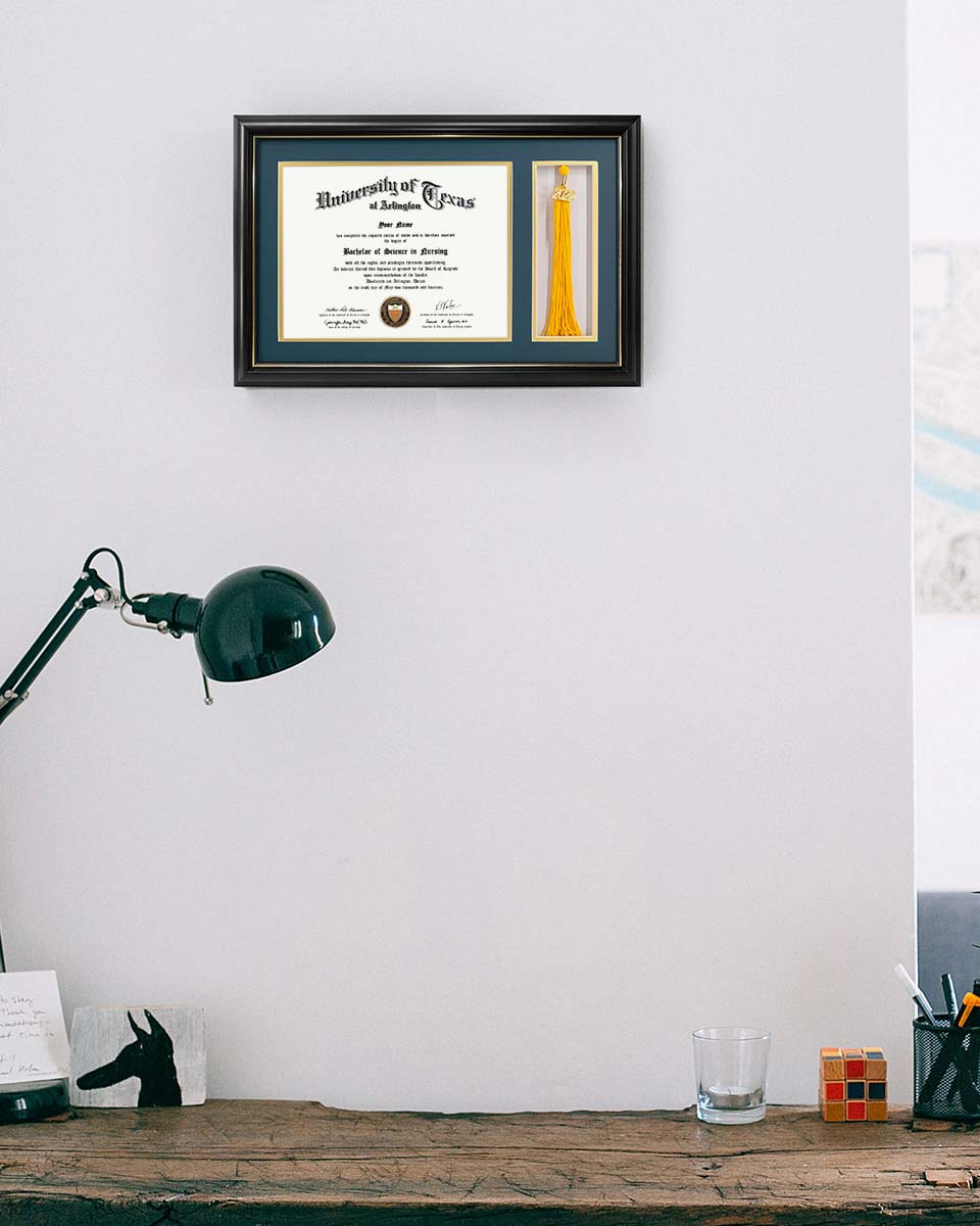 Solid Wood Diploma Frame with Tassel Holder for 8.5x11 Certificate - 4 Colors Available