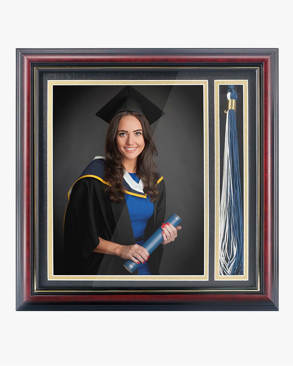 Graduation Real Wood Shadow Box Frame for Photo with Tassel Insert - 3 Sizes Available