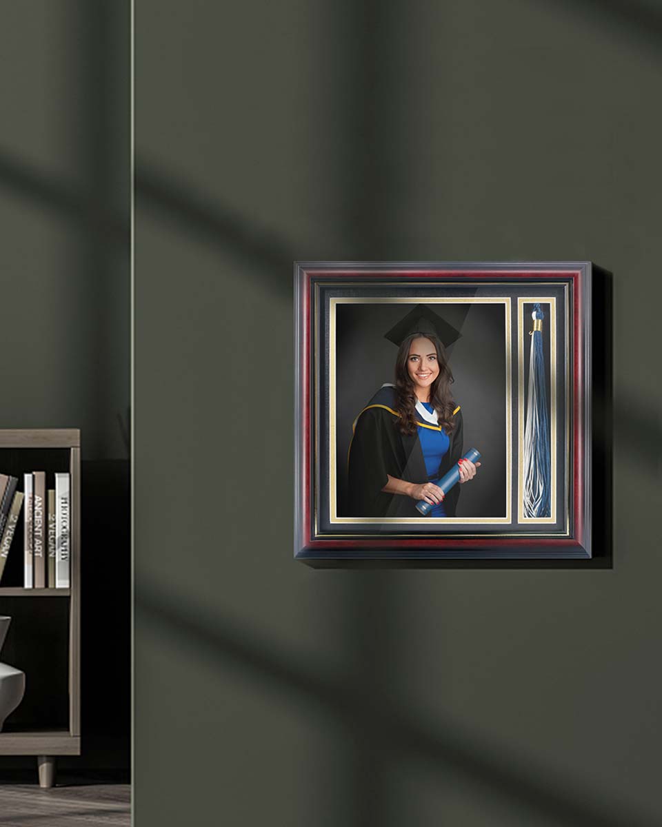 Graduation Real Wood Shadow Box Frame for Photo with Tassel Insert - 3 Sizes Available