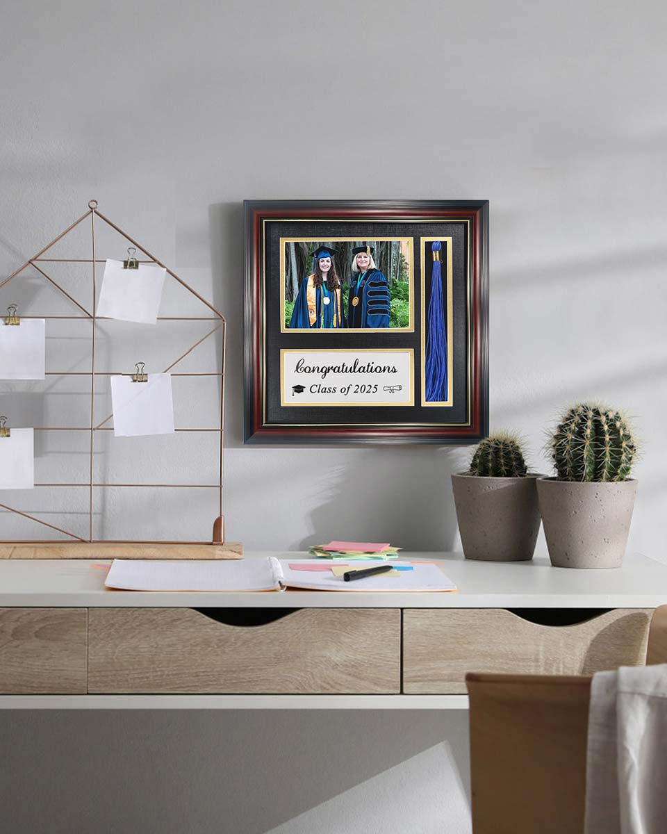 Graduation Class of 2025 Real Wood Shadow Box Frame for Photo with Tassel Insert