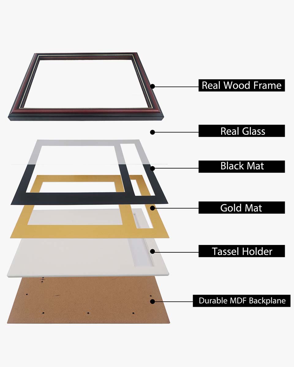 Cherry Real Wood Look Gold Trim with Tassel Holder Picture Frame - 2 Styles Available