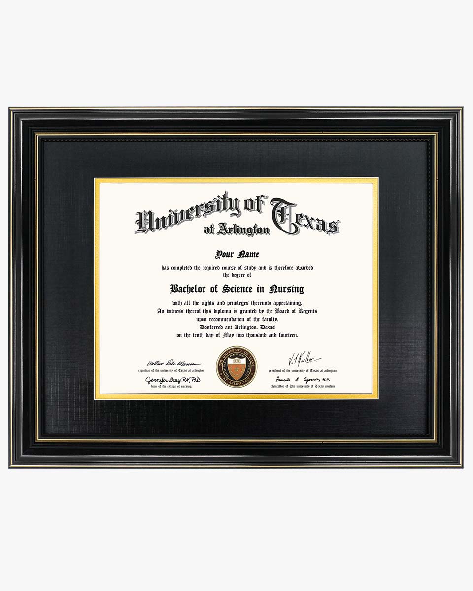 Graduation Certificate Real Wood Frame with Gold Trim 8*10 / 11*14