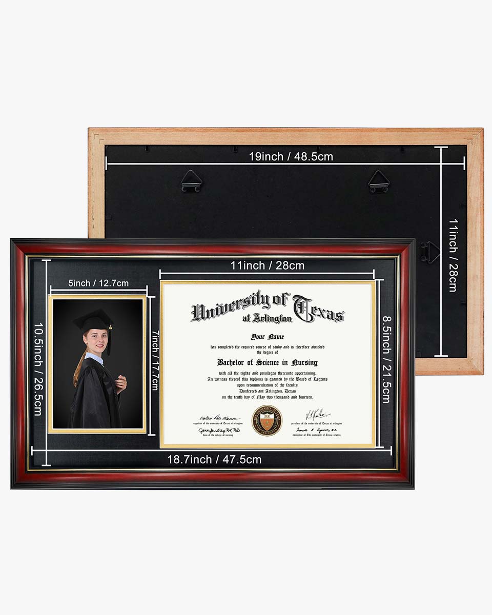 Certificate Picture Solid Wood Frame for 8.5x11 Certificate - 4 Colors Available