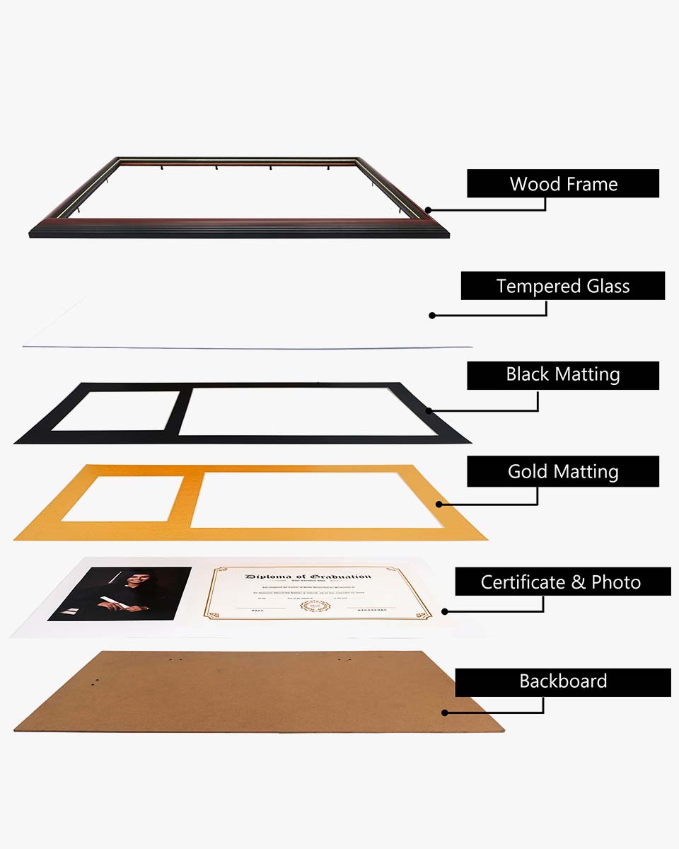 Certificate Picture Solid Wood Frame for 8.5x11 Certificate - 4 Colors Available