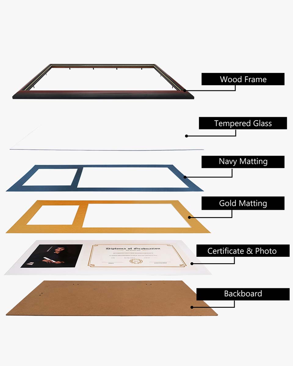 Certificate Picture Solid Wood Frame for 8.5x11 Certificate - 4 Colors Available
