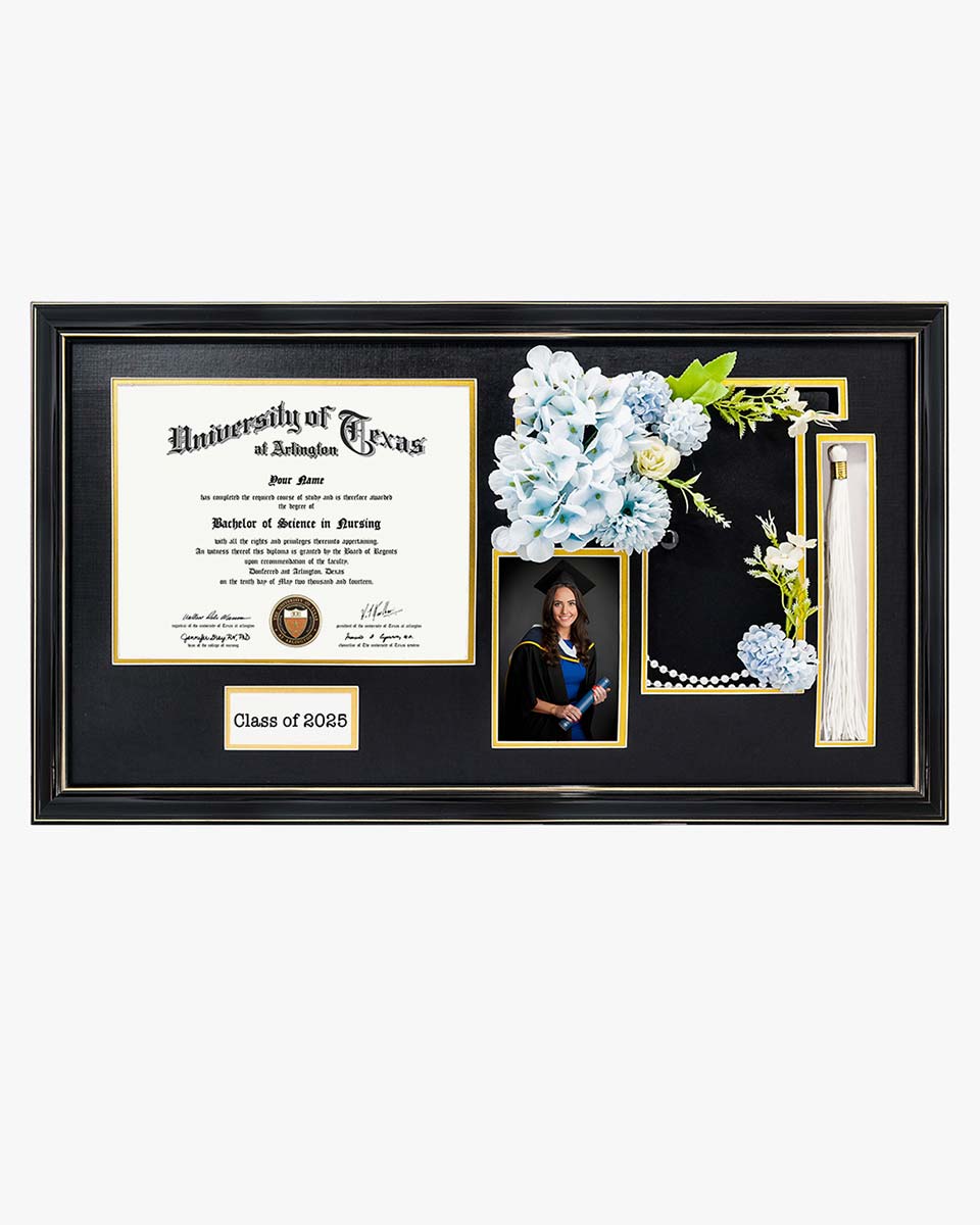 Cherry Wood Graduation Frame for Diploma & Photo with Cap & Tassel Holder - 4 Colors Available