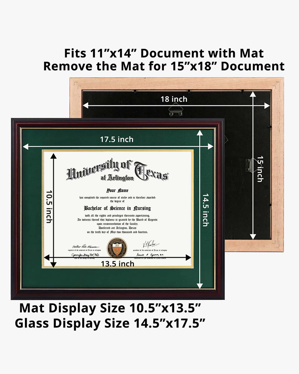 Certificate Documents Frame Real Wood with Gold Trim for 11"*14" - 10 Colors Available