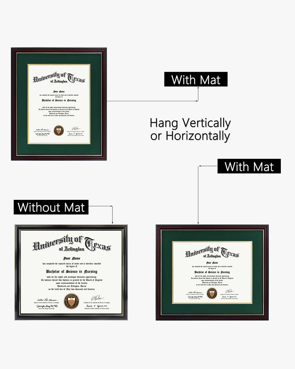Certificate Documents Frame Real Wood with Gold Trim for 11"*14" - 10 Colors Available