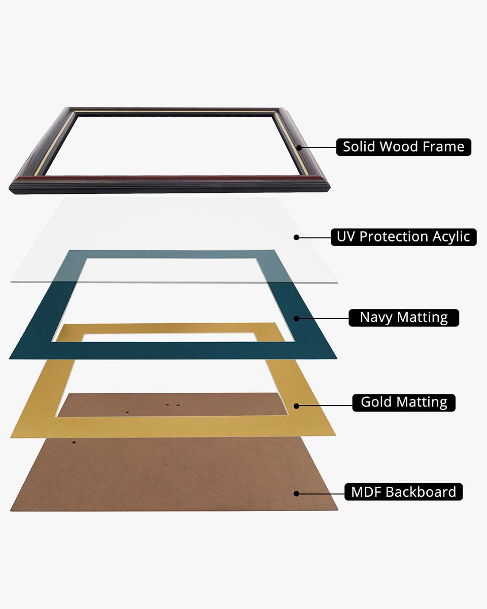 Certificate Documents Frame Real Wood with Gold Trim for 11"*14" - 10 Colors Available