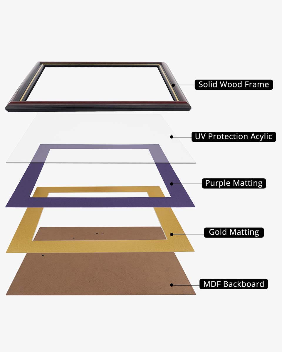 Certificate Documents Frame Real Wood with Gold Trim for 11"*14" - 10 Colors Available