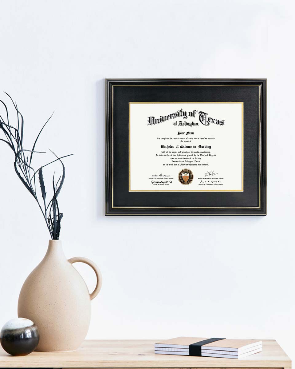 Certificate Documents Frame Real Wood with Gold Trim for 11"*14" - 10 Colors Available