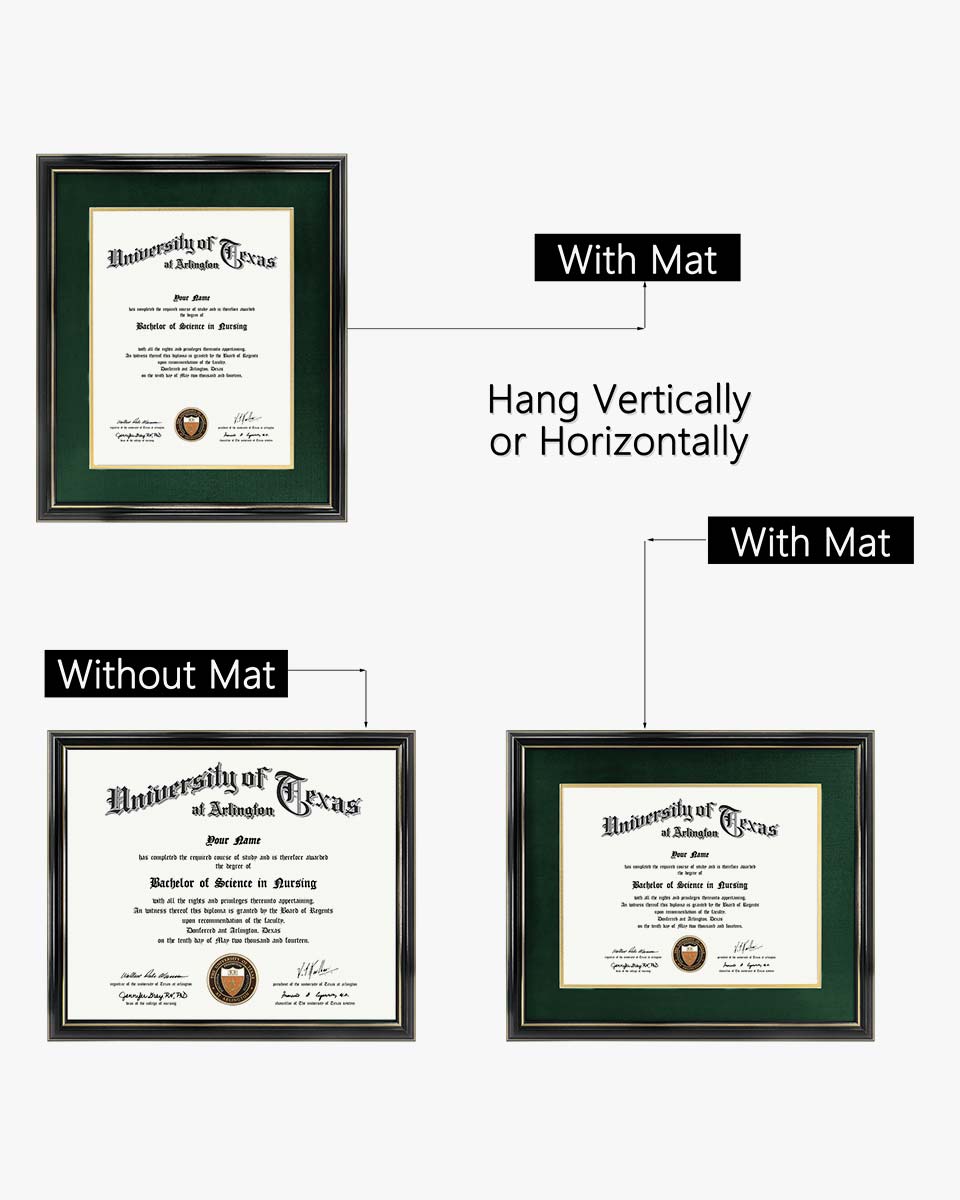 Certificate Documents Frame Real Wood with Gold Trim for 11"*14" - 10 Colors Available