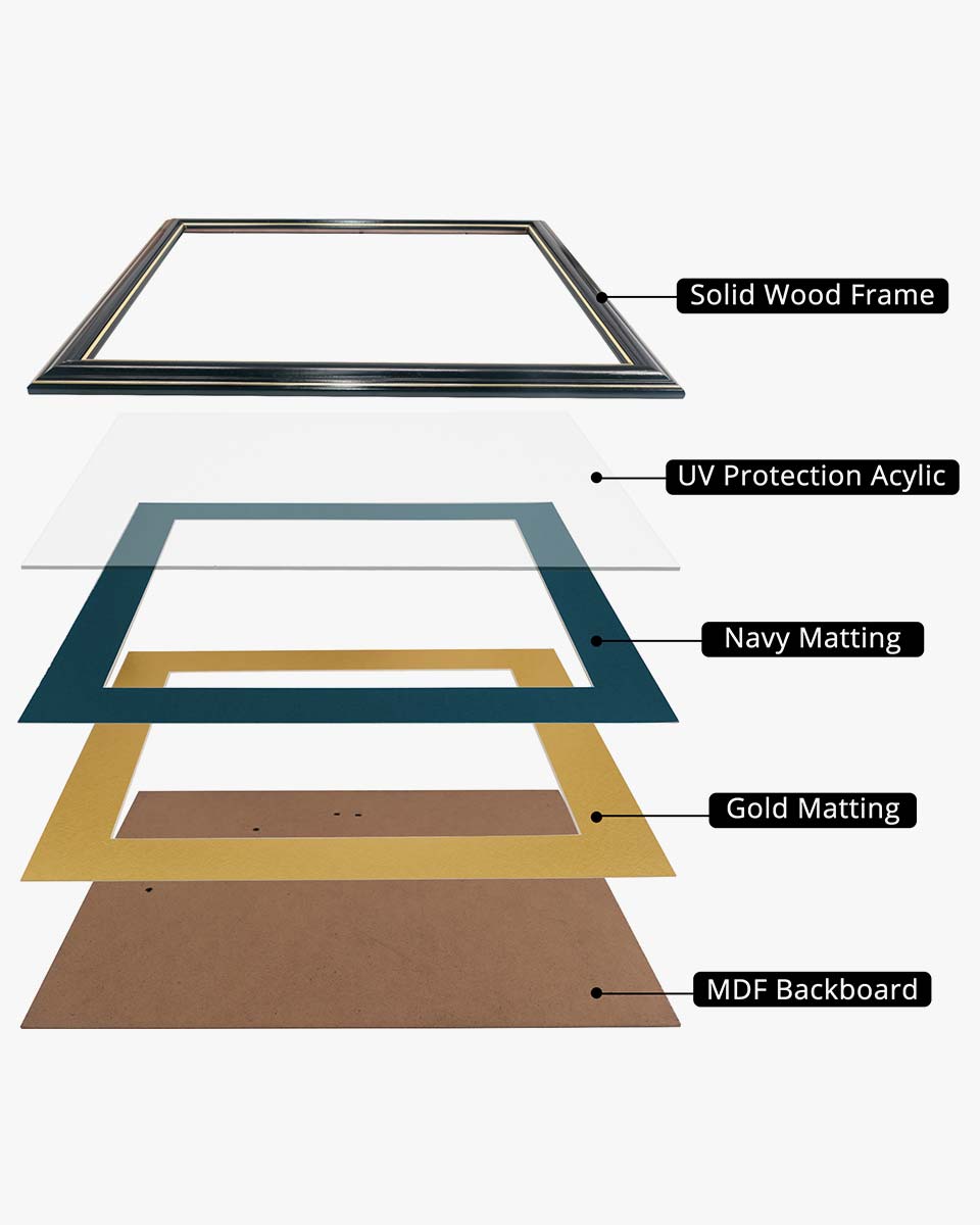 Certificate Documents Frame Real Wood with Gold Trim for 11"*14" - 10 Colors Available