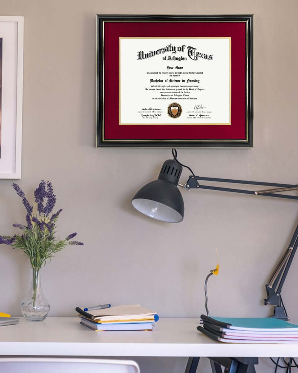 Certificate Documents Frame Real Wood with Gold Trim for 11"*14" - 10 Colors Available