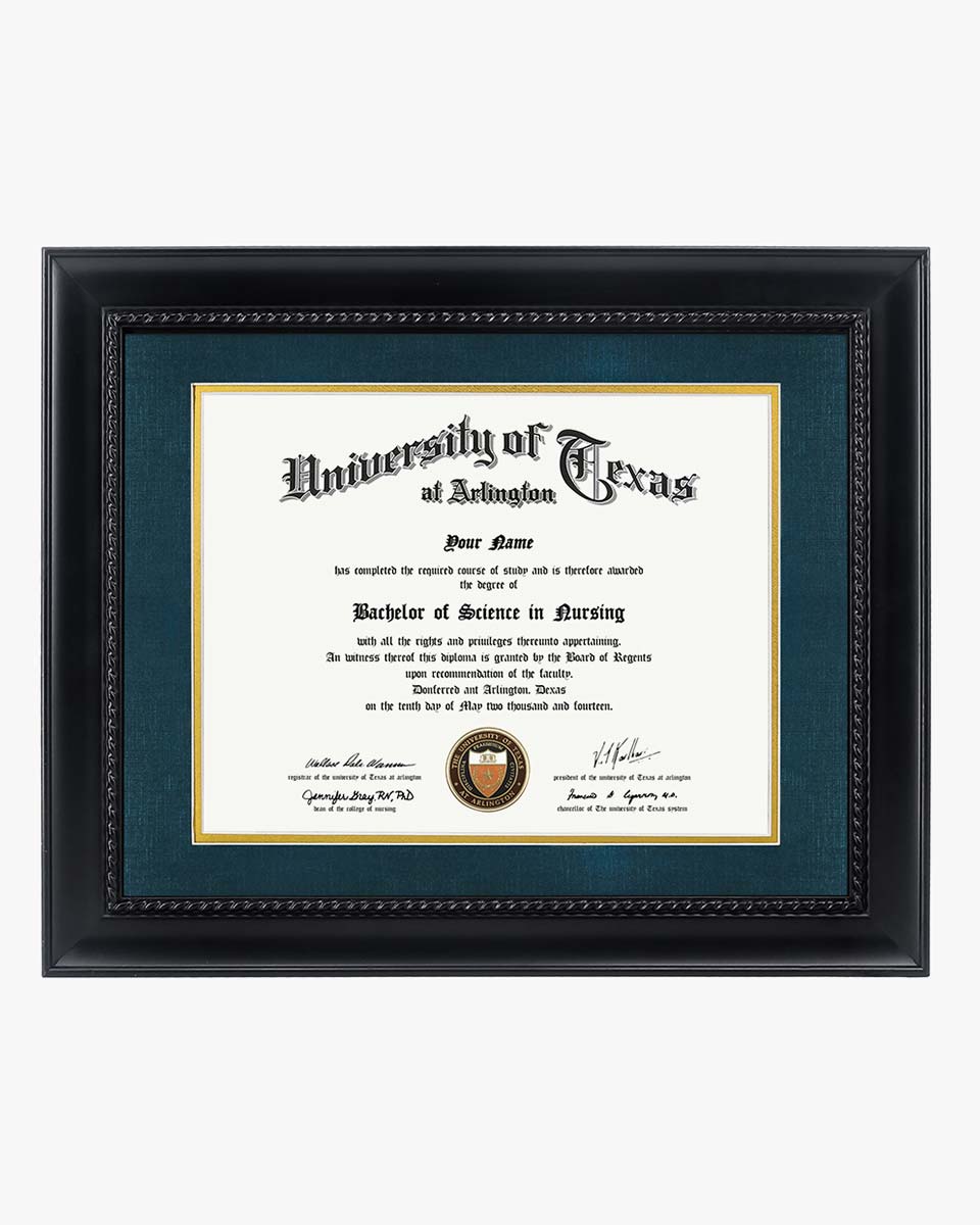 Certificate Solid Wood Frame with Intricate Black Rope Detail for 8.5"*11"/11"*14" - 10 Colors Available