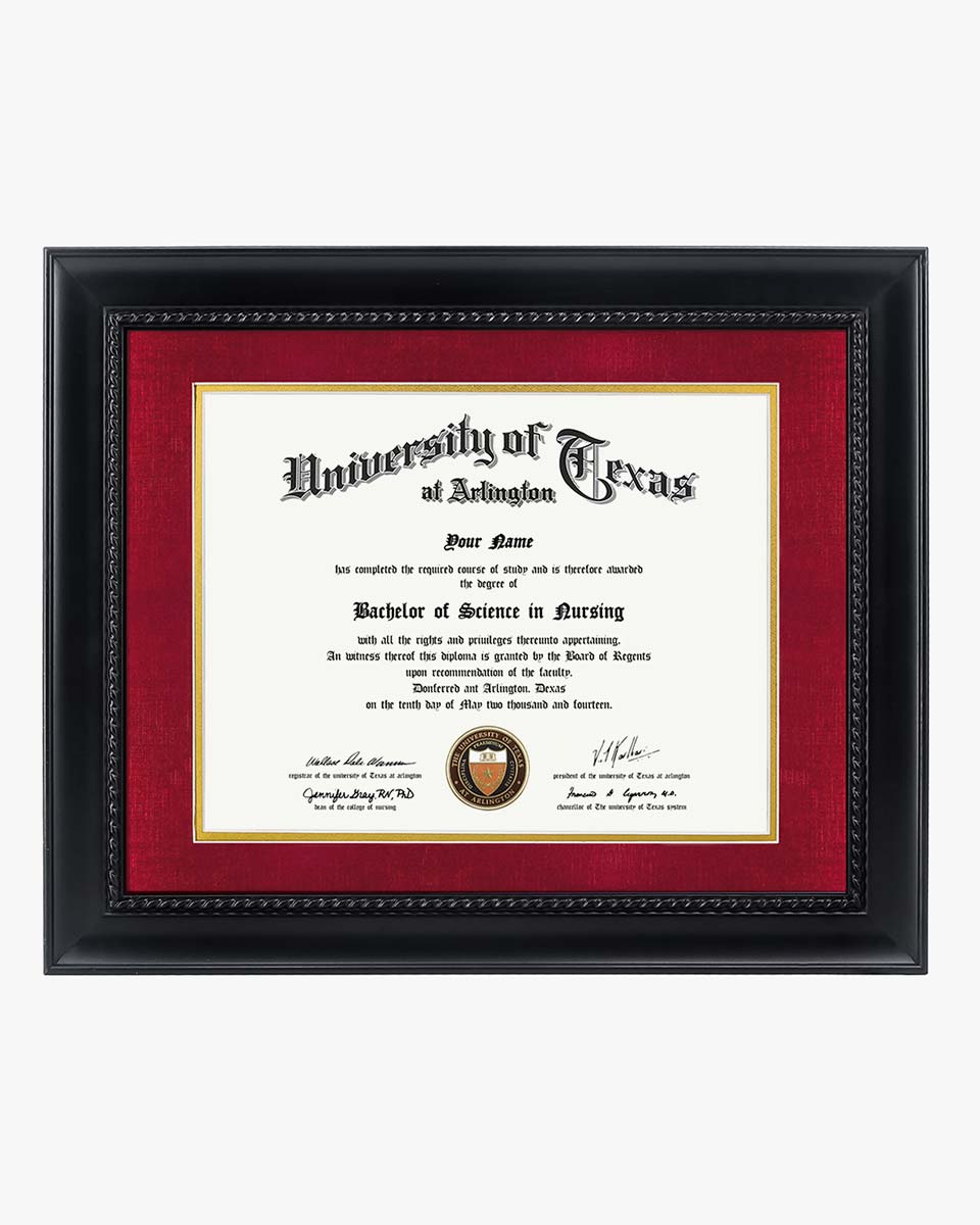 Certificate Solid Wood Frame with Intricate Black Rope Detail for 8.5"*11"/11"*14" - 10 Colors Available