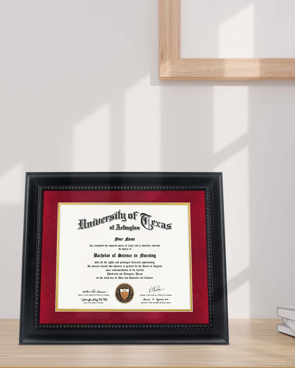 Certificate Solid Wood Frame with Intricate Black Rope Detail for 8.5"*11"/11"*14" - 10 Colors Available