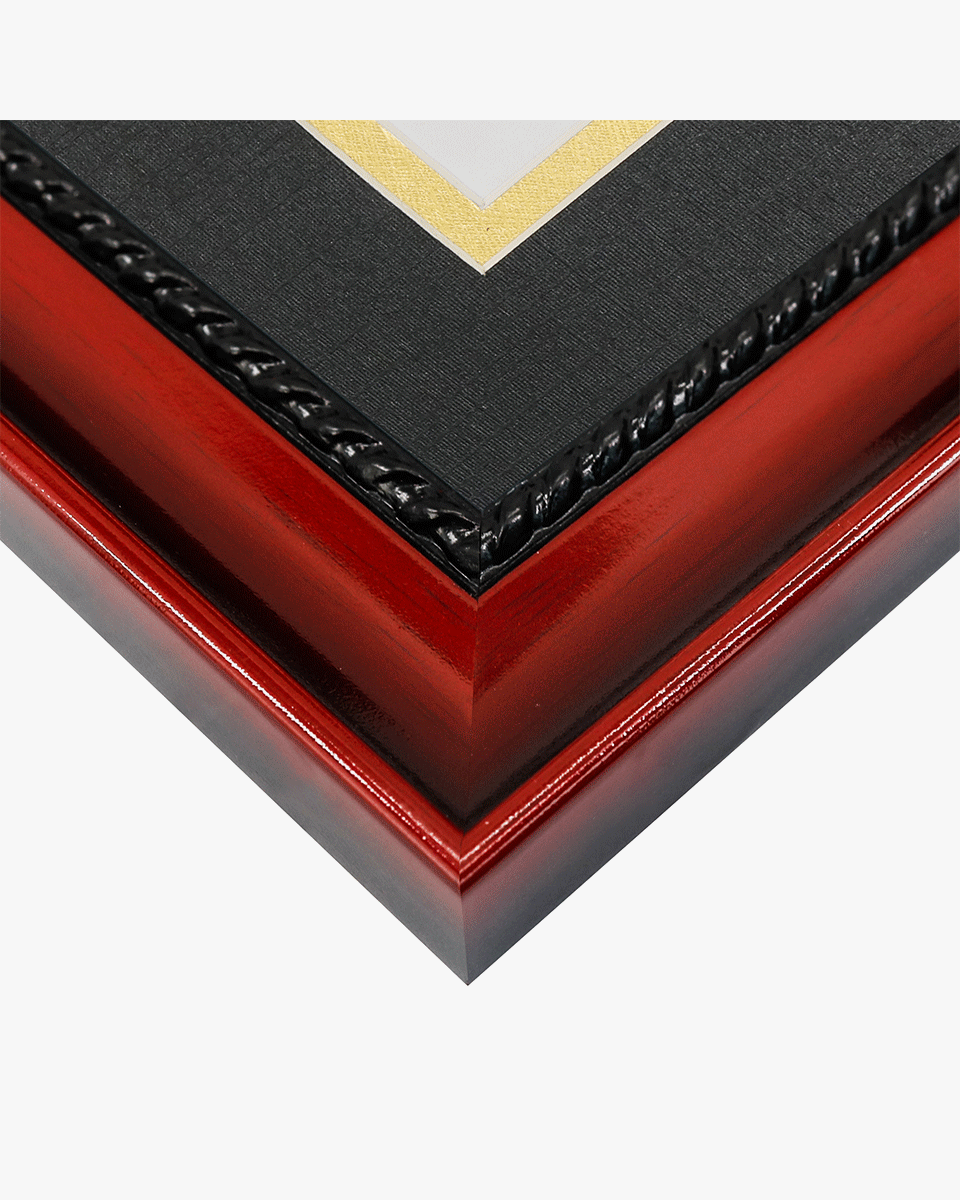 Certificate Solid Wood Frame with Intricate Black Rope Detail for 8.5"x11" & Tassel Holder - 4 Colors Available