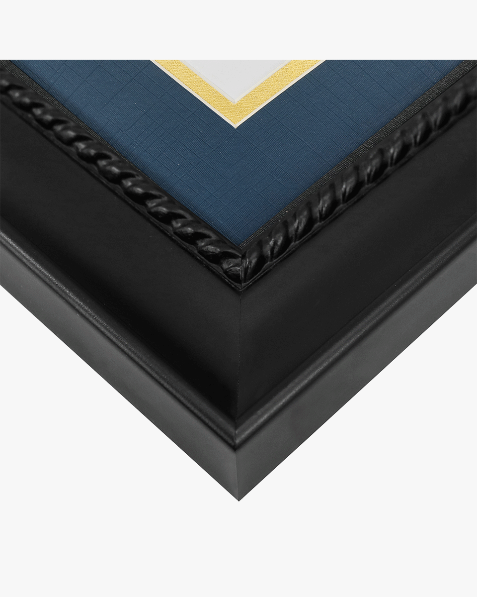 Certificate Solid Wood Frame with Intricate Black Rope Detail for 8.5"x11" & Tassel Holder - 4 Colors Available