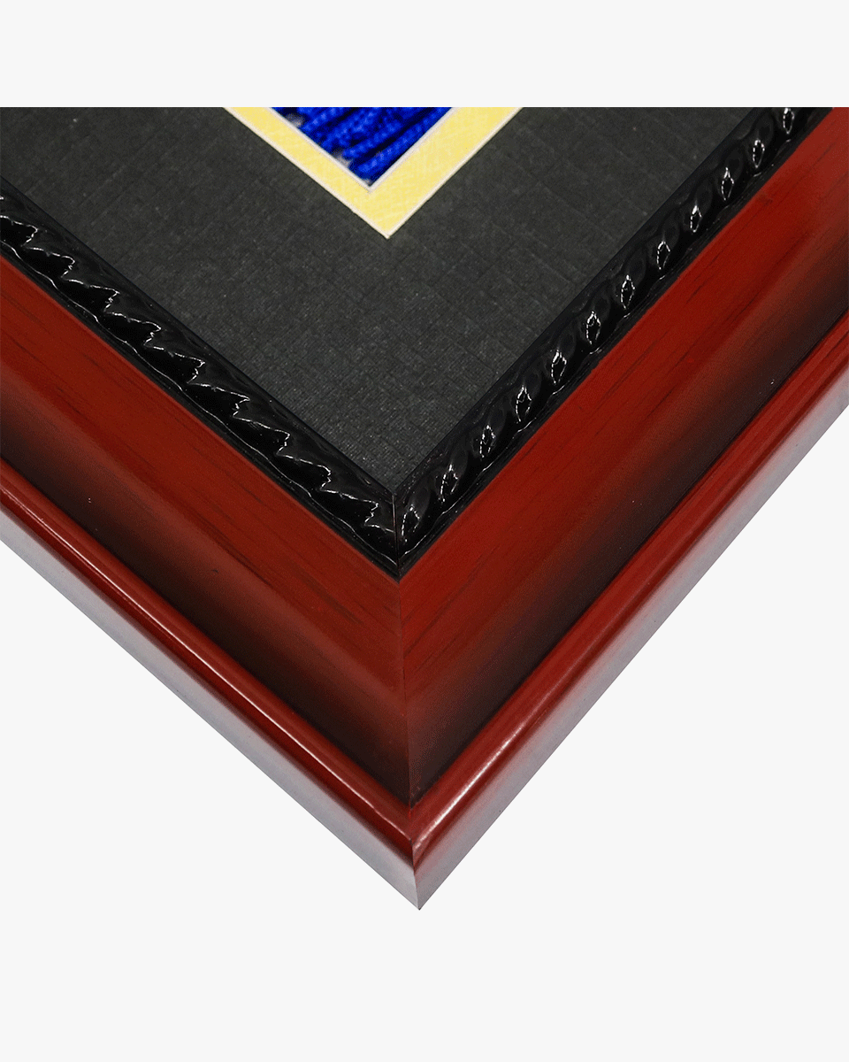Solid Wood Frame with Tassel Holder & Intricate Black Rope Detail for Certificate and Photo - 4 Colors Available