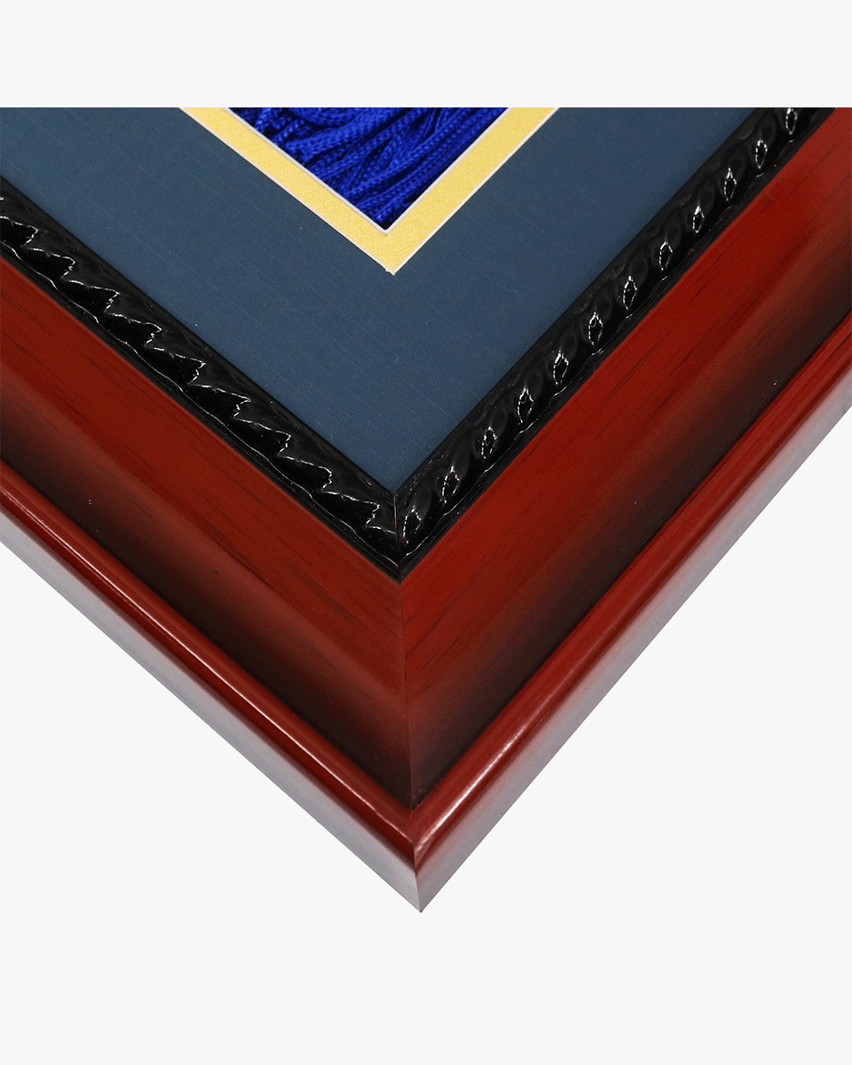 Solid Wood Frame with Tassel Holder & Intricate Black Rope Detail for Certificate and Photo - 4 Colors Available