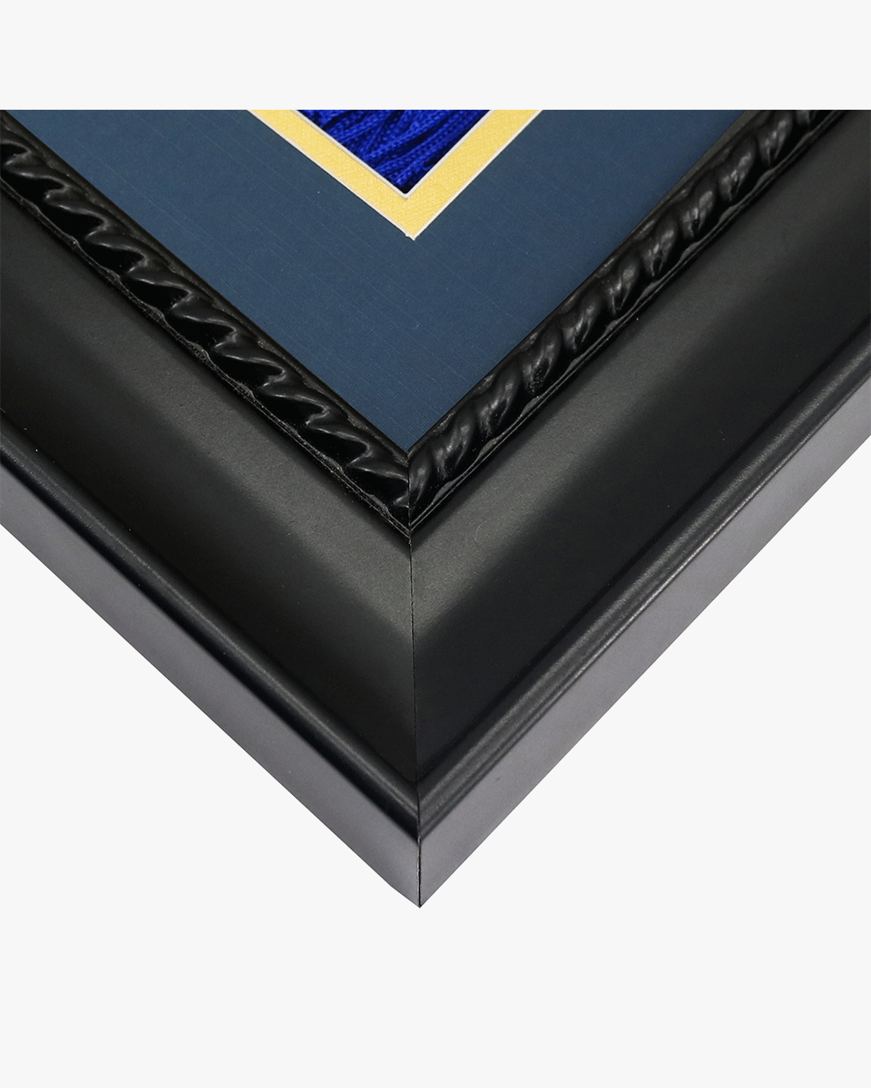 Solid Wood Frame with Tassel Holder & Intricate Black Rope Detail for Certificate and Photo - 4 Colors Available