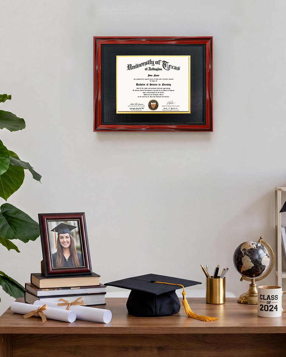 Certificate Solid Wood Frame with Intricate Black Rope Detail for 8*10 / 11*14